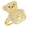thumbnail image 1 of 2.50Ct Round Lab Created Diamond Teddy Bear Women's Ring 14K Yellow Gold Plated, 1 of 2