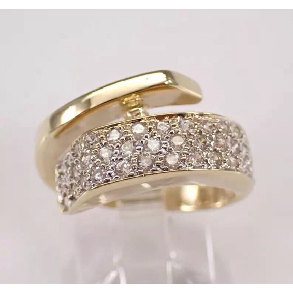 2.50Ct Round Simulated Diamond Wraparound Wedding Ring 14K Yellow Gold Plated