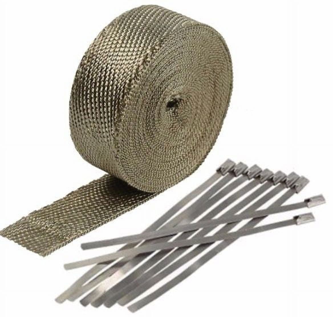 2" 50Ft Titanium Header Exhaust Heat Wrap +8 Ties Kit High Heat