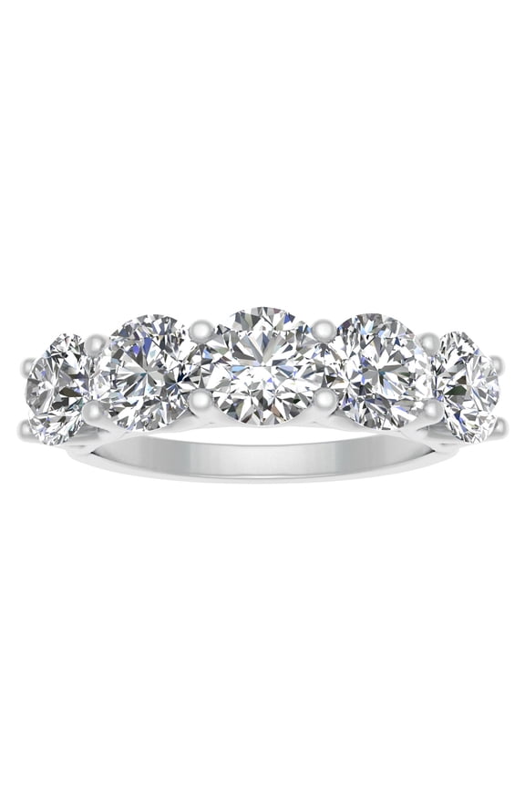 2.50ctw Diamond Five Stone Wedding Band in 14k White Gold