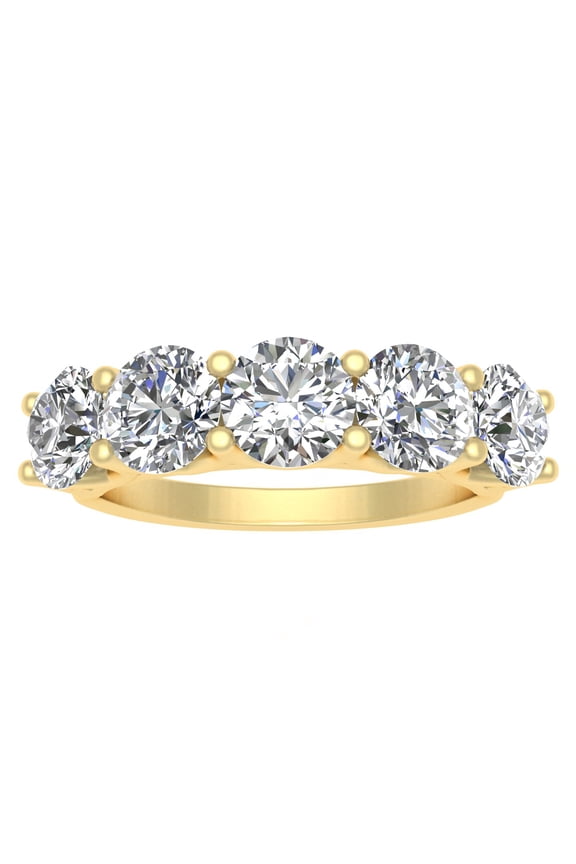2.50ctw Diamond Five Stone Wedding Band in 14k Yellow Gold