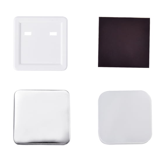 2"/50mm Square Pin Badge Maker Machine, 200 Sets Metal Pin Button Making Supplies, Refrigerator Magnet DIY Craft Accessories - Compatible with Most Button Press Kits