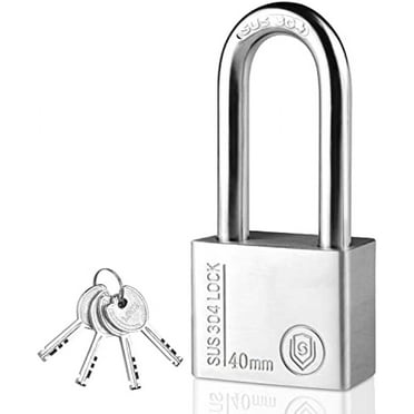 2”(50mm) Wide Solid Stainless Steel Long Lock Beam Padlock with Key, Heavy Duty High Security Rustproof Weatherproof Pad Lock, Outdoors Gate Fence Shed Storage Unit Toolbox School Gym Locker