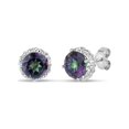 thumbnail image 1 of 2.52 ct Mystic Fire Topaz Round Halo Stud Earrings in Sterling Silver, 1 of 4