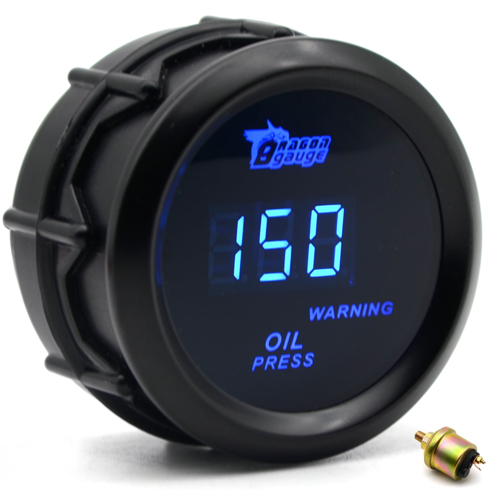 “2” 52mm Auto Car Digital Oil Pressure Gauge with Sensor - LCD Display, 0~120PSI Range, Black