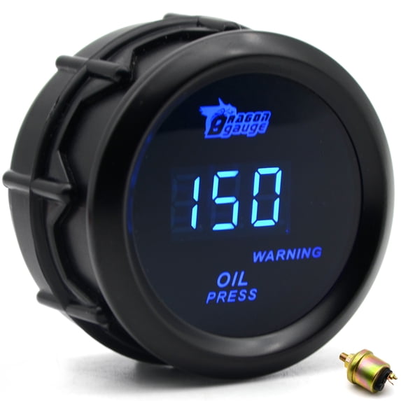 “2” 52mm Auto Car Digital Oil Pressure Gauge with Sensor - LCD Display, 0~120PSI Range, Black