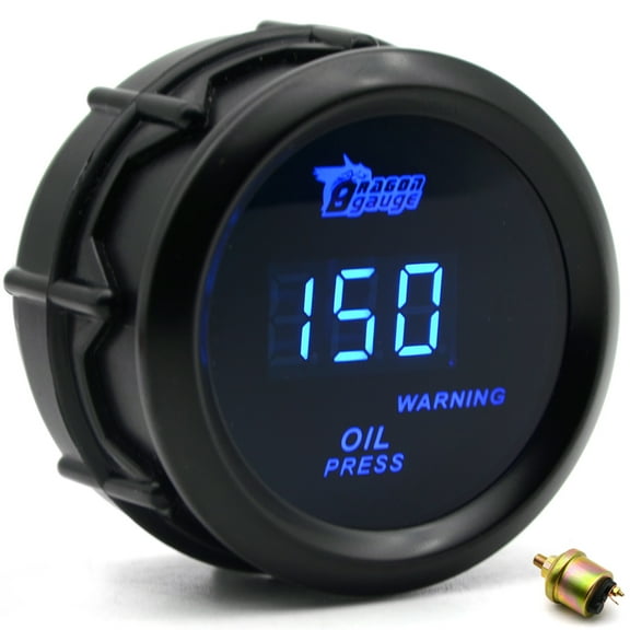 2 52mm Auto Car Digital Oil Pressure Gauge with Sensor - LCD Display, 0~120PSI Range, Black