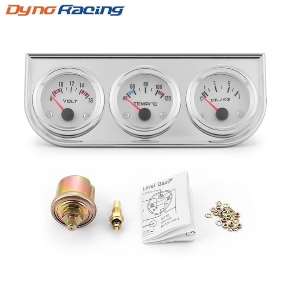 2'' 52mm Car Triple 3 Gauge Kit Water Temp+Volt Meter+Oil Pressure with Sensor
