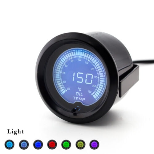 2" 52mm Digital LCD 7 Colors EVO Oil Temp Temperature Gauge Car Meter w/Sensor