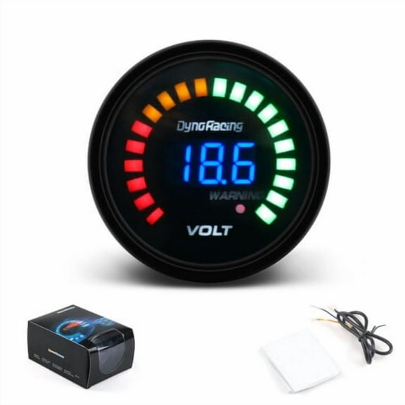 2'' 52mm Electronic Auto Voltage Gauge Digital Analog LED Black Car Volt Meter