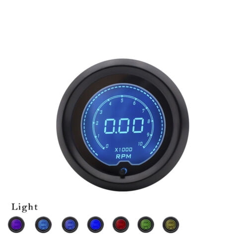 2" 52mm Universal Car 7 Color LCD Digital 0-10000 RPM Tachometer Gauge Meter