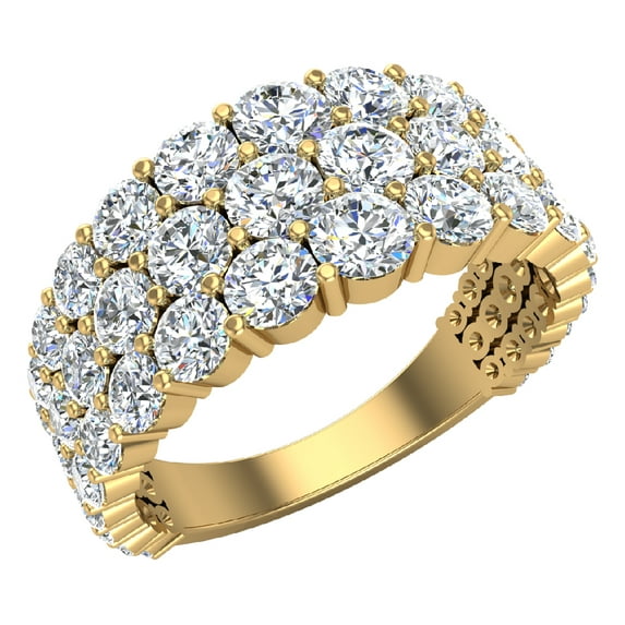 2.54 ct tw Triple Line Diamond Half Eternity band Wedding Ring 14K Gold