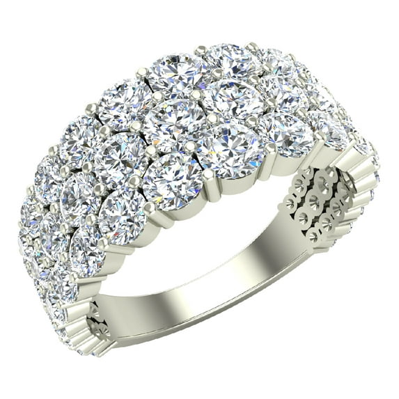 2.54 ct tw Triple Line Diamond Half Eternity band Wedding Ring 14K White Gold (G,SI)