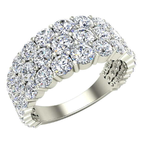 2.54 ct tw Triple Line Diamond Half Eternity band Wedding Ring 18K White Gold (G,VS)