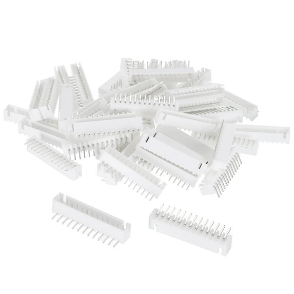 2.54mm Connector 13 Pin Male Adapter Right Angle Pin Header White Socket for Wire to Board Connection, 50 Pack