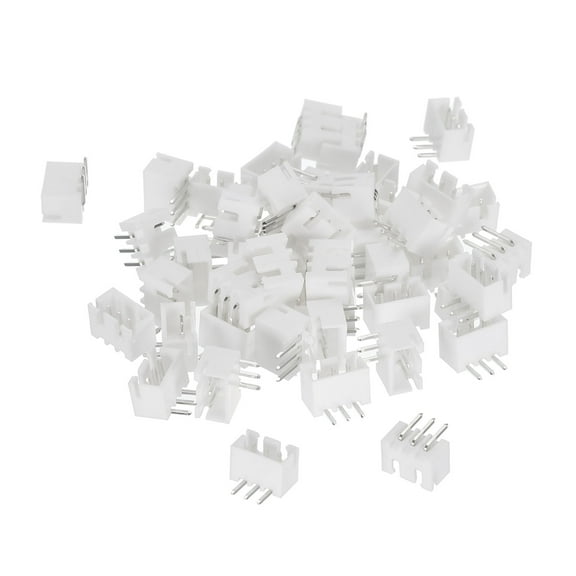 2.54mm Connector 3 Pin Male Adapter Right Angle Pin Header White Socket for Wire to Board Connection, 100 Pack