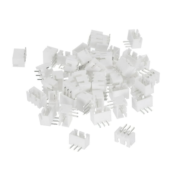 2.54mm Connector 3 Pin Male Adapter Right Angle Pin Header White Socket for Wire to Board Connection, 50 Pack