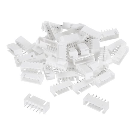 2.54mm Connector 7 Pin Male Adapter Straight Pin Header White Socket for Wire to Board Connection, 50 Pack