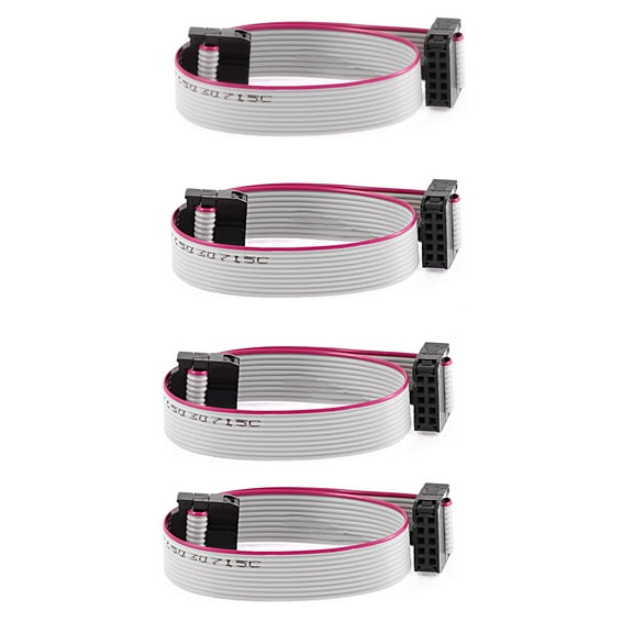 2.54mm Pitch 10 Pins 10 Wires F/F IDC Connector Flat Ribbon Cable 20cm Long 4pcs
