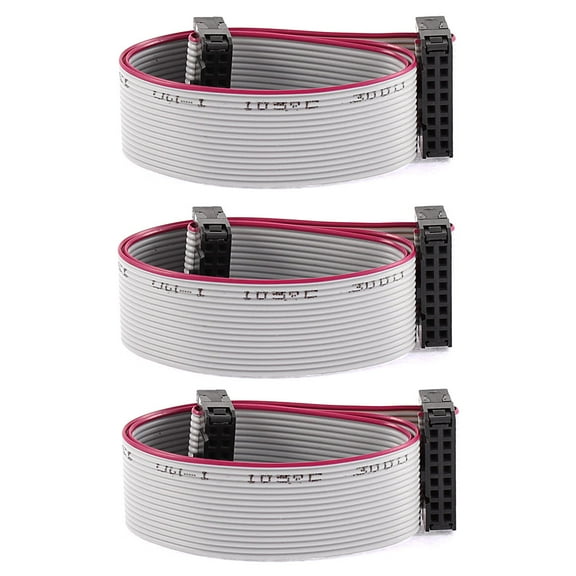 2.54mm Pitch 16 Pins 16 Wires F/F IDC Connector Flat Ribbon Cable 30cm 3pcs