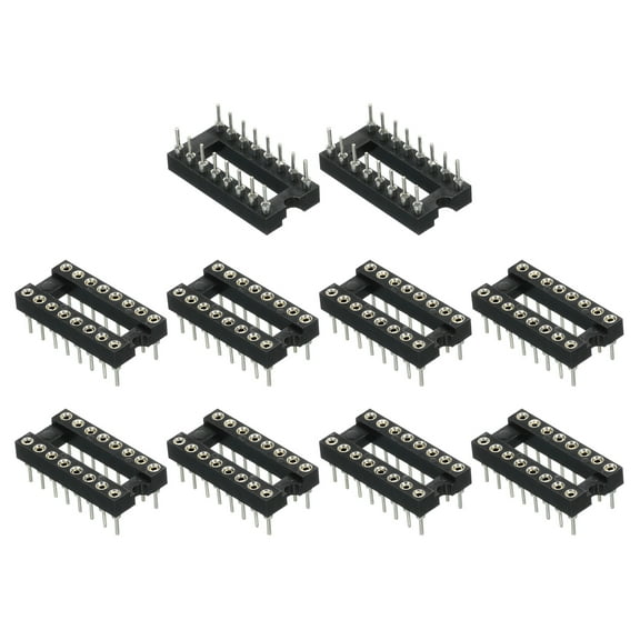 2.54mm Pitch DIP IC Socket Connector Dual Row 7.6 Row Pitch 16 Round Pins Soldering Electronics 24 Pcs