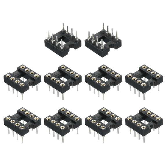 2.54mm Pitch DIP IC Socket Connector Dual Row 7.6 Row Pitch 8 Round Pins Soldering Electronics 20 Pcs