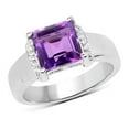 thumbnail image 1 of 2.55 Carat Genuine Amethyst & White Topaz 925 Sterling Silver Square Ring, White & Purple - Size 7, 1 of 1