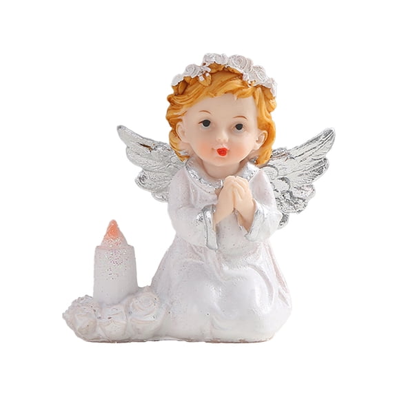 2.55 x 3.34 Inch Praying Girl Angel Figurine with Rosary,Guardian Angel Statue for First Communion Gift for Girls,Religious Catholic Baptism & Confirmation Keepsake,Home Nursery Prayer Decor