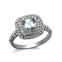 2.55Ct Halo Cushion Cut Zirconia Stainless Steel Engagement Ring Women's Size 7