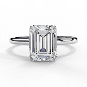 GIMELIS 2.56 CT Emerald Cut IGI Certified Lab Created Diamond, 10k White Gold Simple Solitaire Ring, 4 Prong Emerald Cut Engagement Ring For Bridal