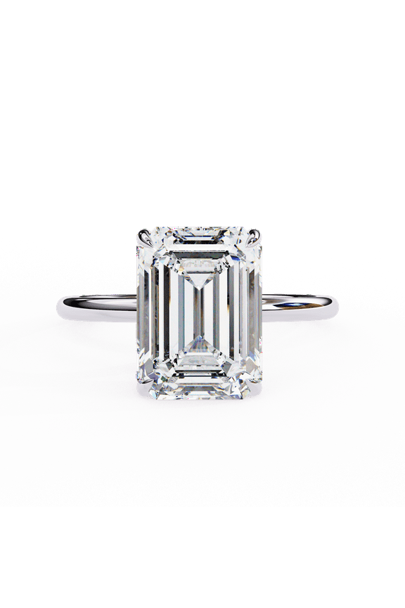 2.56 CT Emerald Cut Lab Grown Diamond With White Gold Engagement Ring, IGI Certified Ring, 4 Prong Solitaire Ring, Propose Ring For Her