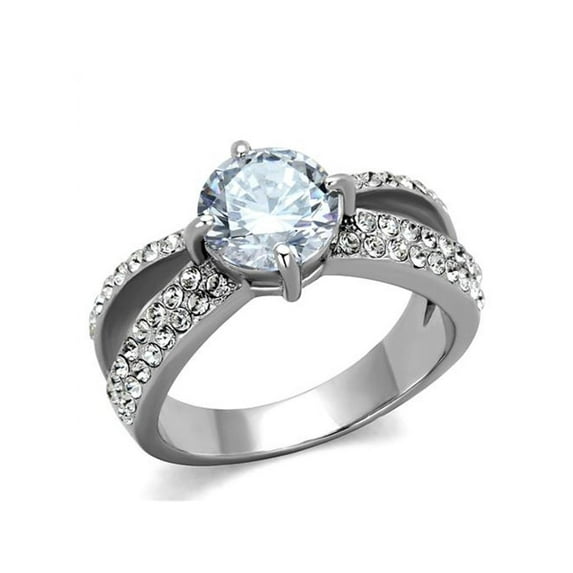 2.56 Ct Round Cut Cz Stainless Steel Split Band Engagement Ring Womens Size 6