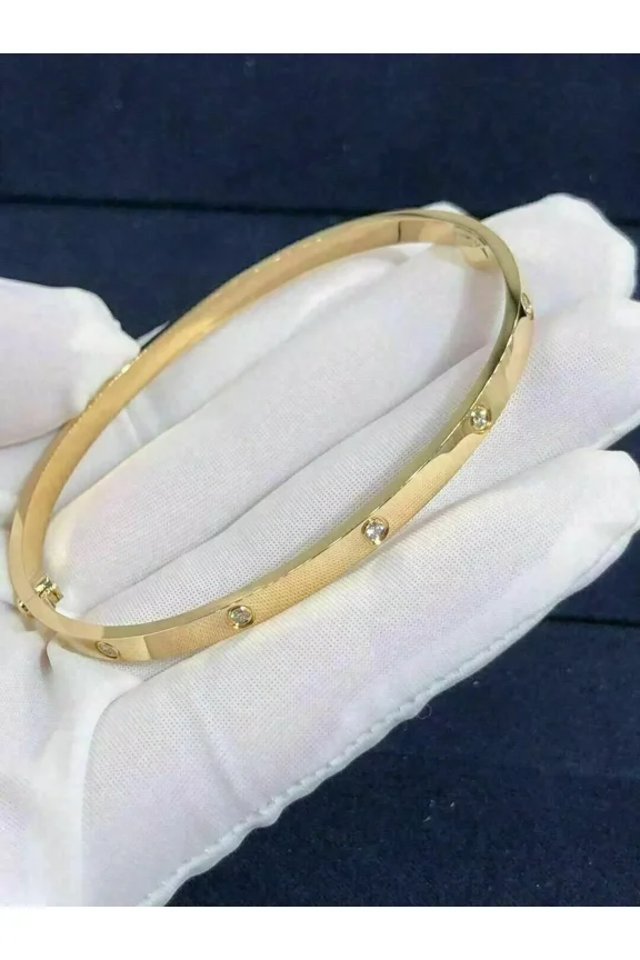 2.56 Ct Round Cut White Lab Created Diamond Women Bangles Bracelet 14K Yellow Gold Plated