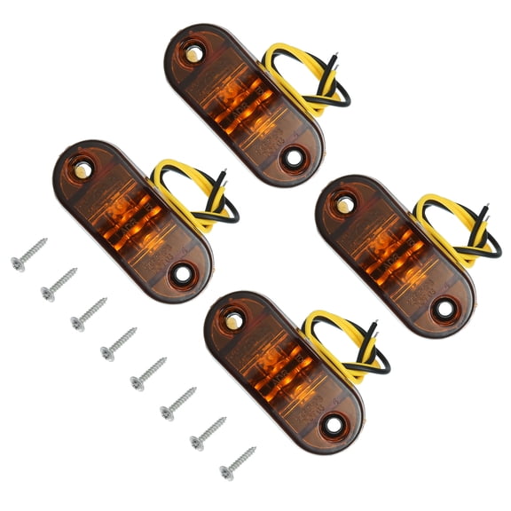 2.56 Inch Oval Yellow LED Side Marker Lights Mount Truck Boat LED Courtesy Lights Indicators Sealed Waterproof 4pcs