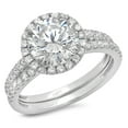 thumbnail image 1 of 2.56 ct Brilliant Round Cut Genuine Cultured Diamond VS1-VS2 I-J 18K White Gold Halo Engagement Wedding Bridal Set Designer Ring bW/ Set size 11, 1 of 6