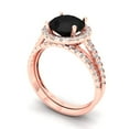 thumbnail image 1 of 2.56 ct Brilliant Round Cut Natural Onyx 14k Rose Gold Halo Solitaire with Accents Engagement Bridal Wedding Ring Band Set size 5.75, 1 of 7
