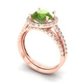 thumbnail image 1 of 2.56 ct Brilliant Round Cut Natural Peridot 14k Rose Gold Halo Solitaire with Accents Engagement Bridal Wedding Ring Band Set size 10.25, 1 of 7
