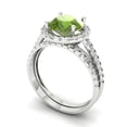 thumbnail image 1 of 2.56 ct Brilliant Round Cut Natural Peridot 14k White Gold Halo Solitaire with Accents Engagement Bridal Wedding Ring Band Set size 7, 1 of 7