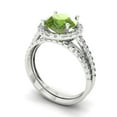 thumbnail image 1 of 2.56 ct Brilliant Round Cut Natural Peridot 18K White Gold Halo Solitaire with Accents Engagement Bridal Wedding Ring Band Set size 8.5, 1 of 7