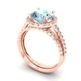 thumbnail image 1 of 2.56 ct Brilliant Round Cut Natural Swiss Blue Topaz 14k Rose Gold Halo Solitaire with Accents Engagement Bridal Wedding Ring Band Set size 7.25, 1 of 7
