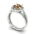 thumbnail image 1 of 2.56 ct Brilliant Round Cut Champagne 14k White Gold Halo Solitaire with Accents Engagement Bridal Wedding Ring Band Set size 5.5, 1 of 7