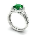 thumbnail image 1 of 2.56 ct Brilliant Round Cut Emerald 14k White Gold Halo Solitaire with Accents Engagement Bridal Wedding Ring Band Set size 7.25, 1 of 7