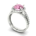 thumbnail image 1 of 2.56 ct Brilliant Round Cut Pink Zircon 14k White Gold Halo Solitaire with Accents Engagement Bridal Wedding Ring Band Set size 5.5, 1 of 7