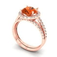 thumbnail image 1 of 2.56 ct Brilliant Round Cut Red Zircon 18K Rose Gold Halo Solitaire with Accents Engagement Bridal Wedding Ring Band Set size 7.75, 1 of 7