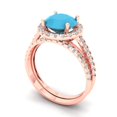 thumbnail image 1 of 2.56 ct Brilliant Round Cut Turquoise 14k Rose Gold Halo Solitaire with Accents Engagement Bridal Wedding Ring Band Set size 11, 1 of 7