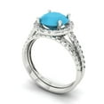 thumbnail image 1 of 2.56 ct Brilliant Round Cut Turquoise 18K White Gold Halo Solitaire with Accents Engagement Bridal Wedding Ring Band Set size 5.75, 1 of 7