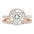 thumbnail image 1 of 2.56 ct Round Cut Real Genuine Natural Diamond VS1-VS2 J-K 18K Rose Gold Halo Engagement Wedding Bridal Set Designer Ring bW/ Set W/ Crystal side stones size 7.5, 1 of 7