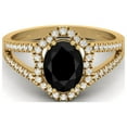 thumbnail image 1 of 2.56 cts Black Spinel Split Shank 925 Sterling Silver Gold Vermeil Solitaire Halo Valentines Day Gifts Ring, 1 of 1
