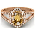 thumbnail image 1 of 2.56 cts Citrine Split Shank 925 Sterling Silver Rose Vermeil Solitaire Halo Mother's Day Gift Ring, 1 of 3
