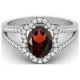 thumbnail image 1 of 2.56 cts Garnet Split Shank 925 Sterling Silver Solitaire Halo Mother's Day Gift Ring, 1 of 3